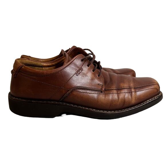 ECCO Men's Bicycle Toe Loafer Oxford Shoes Leather Brown 45 EU‎ / 11-11.5 US - Picture 1 of 9
